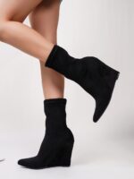 Women Stretch Calf Boots - Black - Image 4