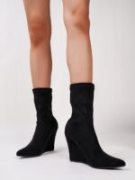 Women Stretch Calf Boots - Black - Image 3