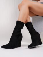 Women Stretch Calf Boots - Black