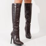 Women Solid Stiletto Boots - Brn - Image 6